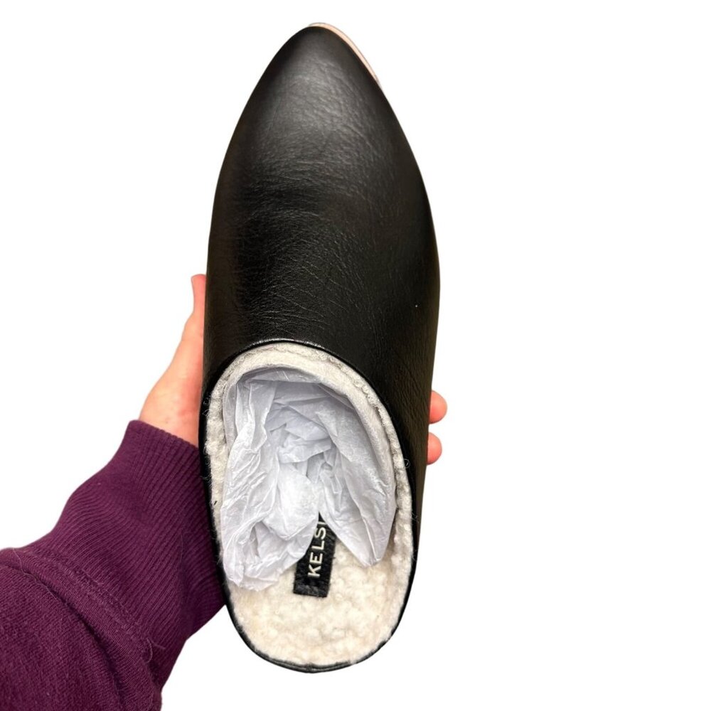 Kelsi Dagger Brooklyn Sail Mules 8M Rustic Leather Sherpa-Lined Premium Chic NIB - Picture 3 of 4
